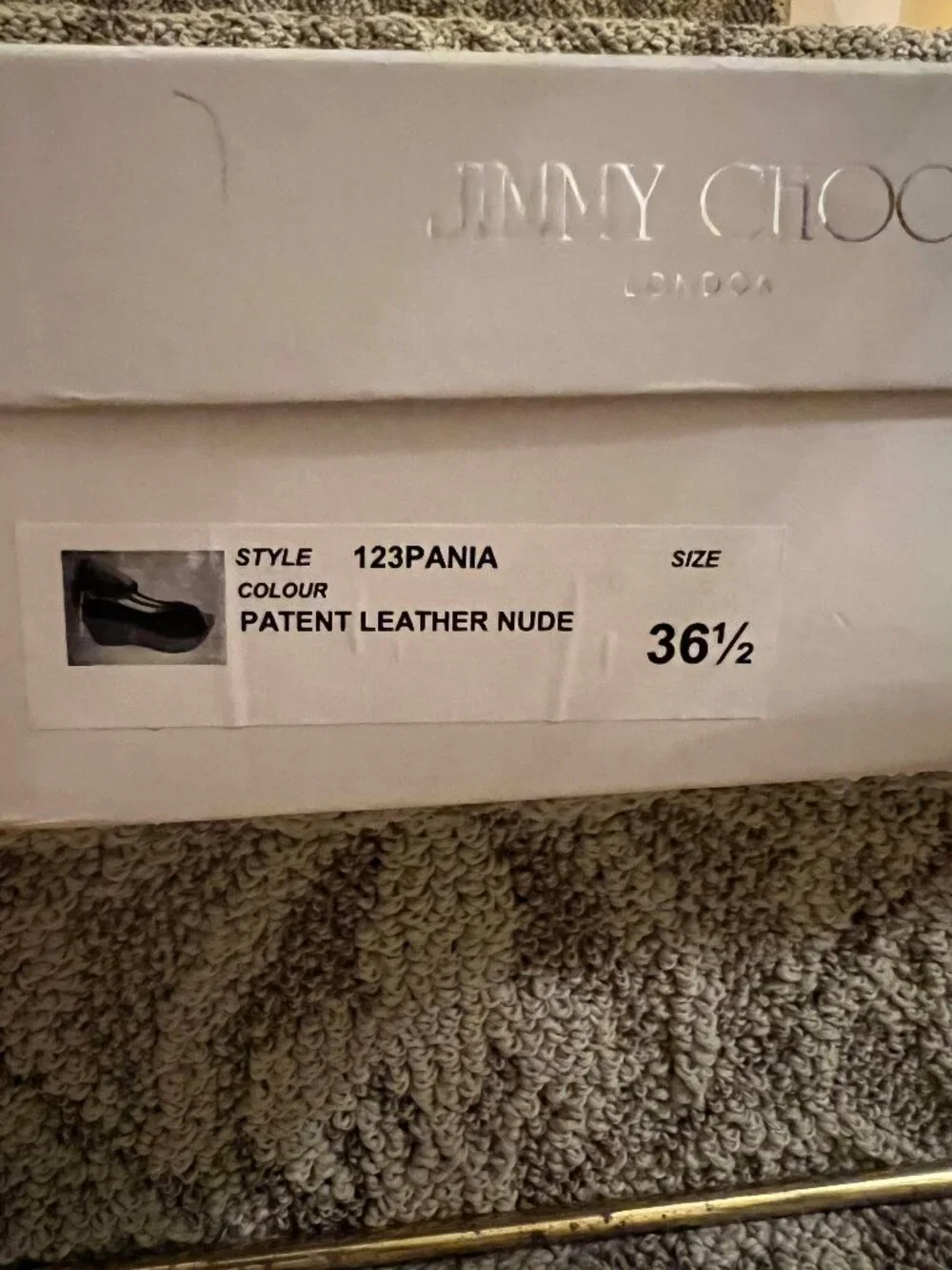 Jimmy Choo Pania Nude Patent Leather & Cork Wedge Heel Sandals Size 36.5 or 6.5